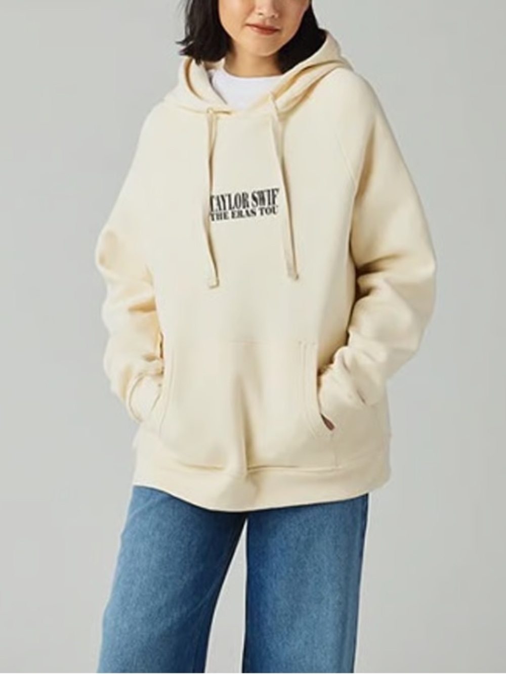 Taylor Swift Cream Oversized Hoodie with Logo